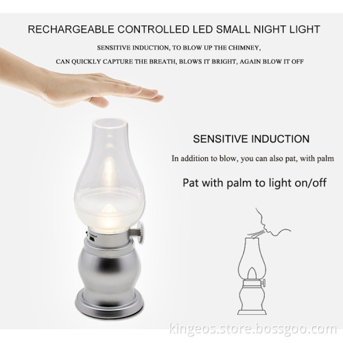 Retro Style USB Rechargeable Blow Sensor LED Lamp